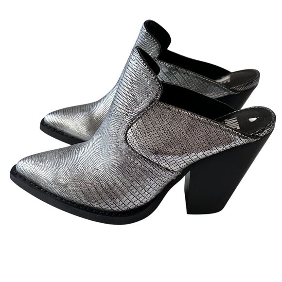 Jane And The Shoe Liesel Womens Size 6 Mule Silver Heel Textured Clogs - Picture 3 of 11